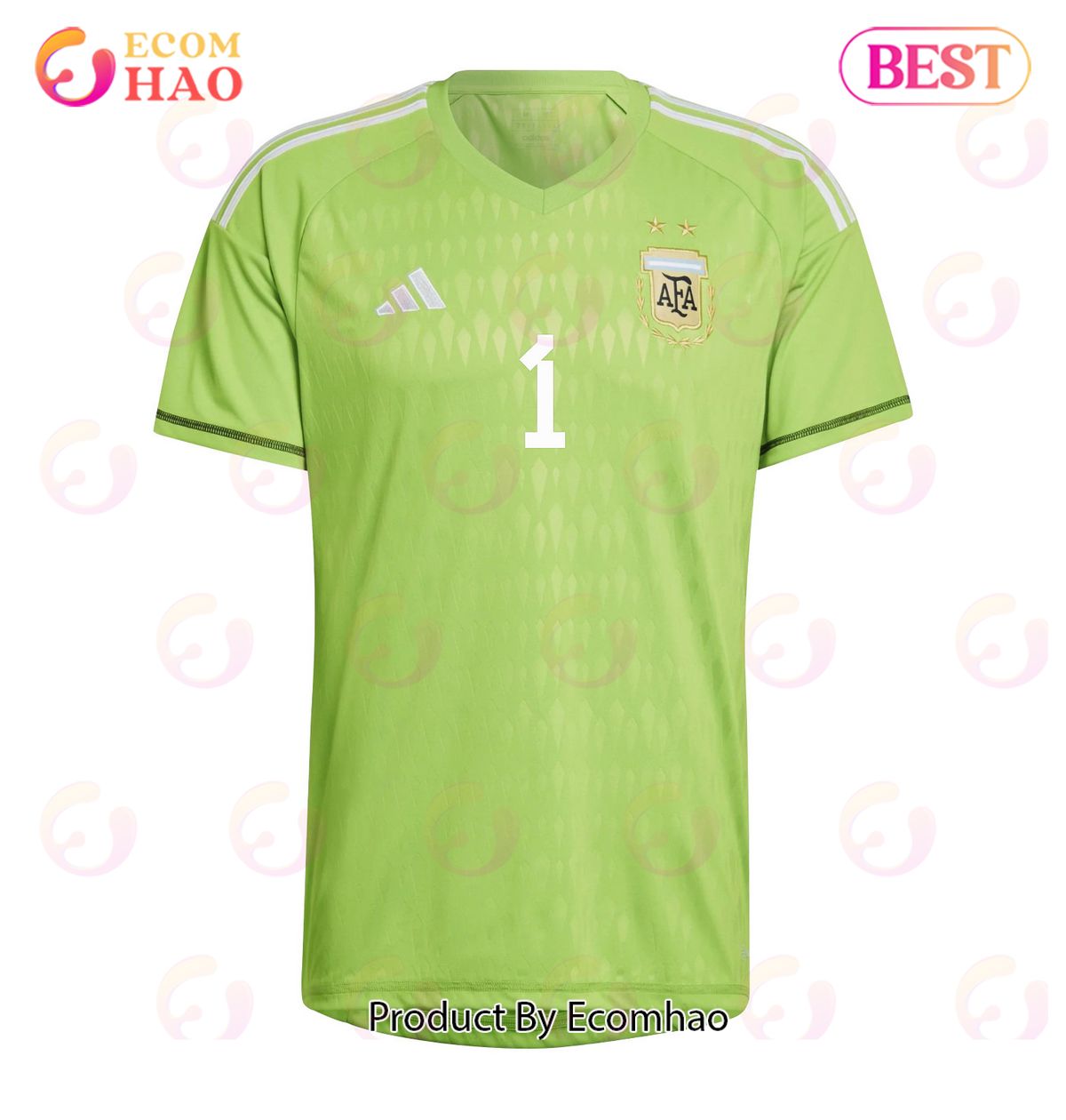 Youth Argentina National Soccer Team #1 ARMANI Green Goalkeeper Jersey