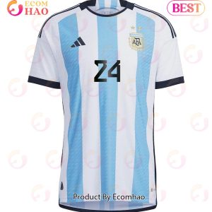 Argentina National Team FIFA World Cup Qatar 2022 Patch Alejandro Gomez #24 Home Men Jersey