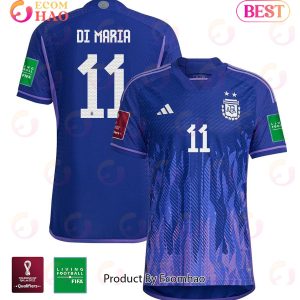 Argentina National Team FIFA World Cup Qatar 2022 Patch Angel Di Maria #11 Away Men Jersey