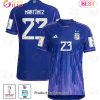 Argentina National Team FIFA World Cup Qatar 2022 Patch Emiliano Martinez #23 Away Women Jersey