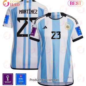 Argentina National Team FIFA World Cup Qatar 2022 Patch Emiliano Martinez #23 Home Women Jersey