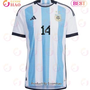 Argentina National Team FIFA World Cup Qatar 2022 Patch Enzo Fernandez #14 Home Men Jersey