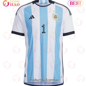 Argentina National Team FIFA World Cup Qatar 2022 Patch Geronimo Rulli #1 Home Men Jersey