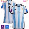 Argentina National Team FIFA World Cup Qatar 2022 Patch Geronimo Rulli #1 Home Men Jersey