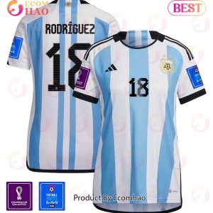 Argentina National Team FIFA World Cup Qatar 2022 Patch Guido Rodriguez #18 Home Women Jersey
