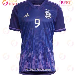 Argentina National Team FIFA World Cup Qatar 2022 Patch Julian Alvarez #9 Away Women Jersey