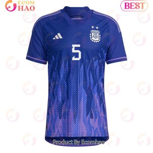 Argentina National Team FIFA World Cup Qatar 2022 Patch Leandro Paredes #5 Away Men Jersey