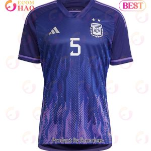 Argentina National Team FIFA World Cup Qatar 2022 Patch Leandro Paredes #5 Away Women Jersey