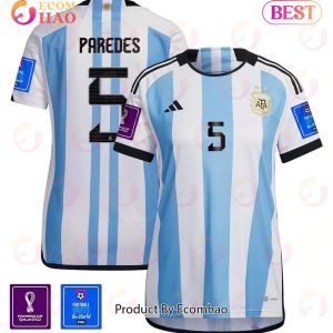 Argentina National Team FIFA World Cup Qatar 2022 Patch Leandro Paredes #5 Home Women Jersey