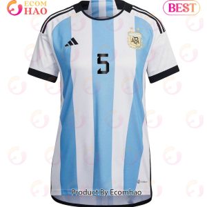 Argentina National Team FIFA World Cup Qatar 2022 Patch Leandro Paredes #5 Home Women Jersey