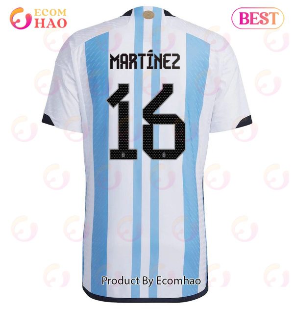 Argentina National Team FIFA World Cup Qatar 2022 Patch Lisandro Martinez #16 Home Men Jersey
