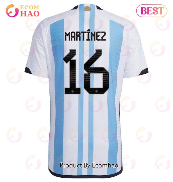 Argentina National Team FIFA World Cup Qatar 2022 Patch Lisandro Martinez #16 Home Men Jersey