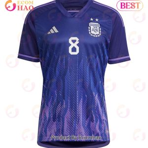 Argentina National Team FIFA World Cup Qatar 2022 Patch Marcos Acuna #8 Away Women Jersey