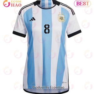 Argentina National Team FIFA World Cup Qatar 2022 Patch Marcos Acuna #8 Home Women Jersey
