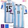 Argentina National Team FIFA World Cup Qatar 2022 Patch Nicolas Gonzalez #15 Home Women Jersey