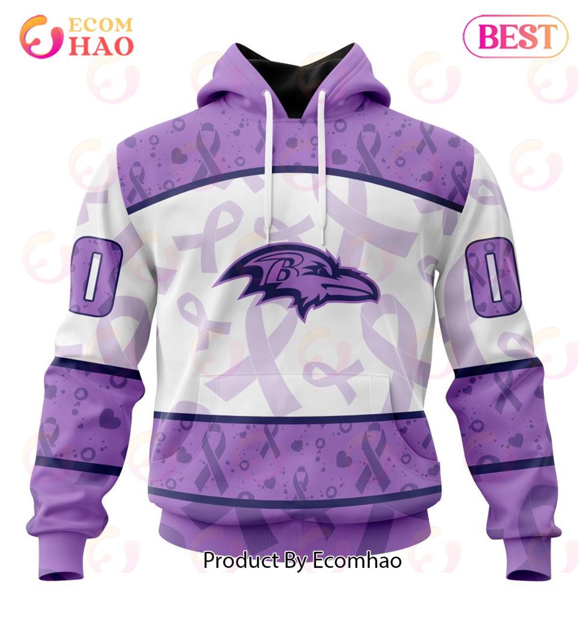NFL Baltimore Ravens Special Lavender Fight Cancer 3D Hoodie
