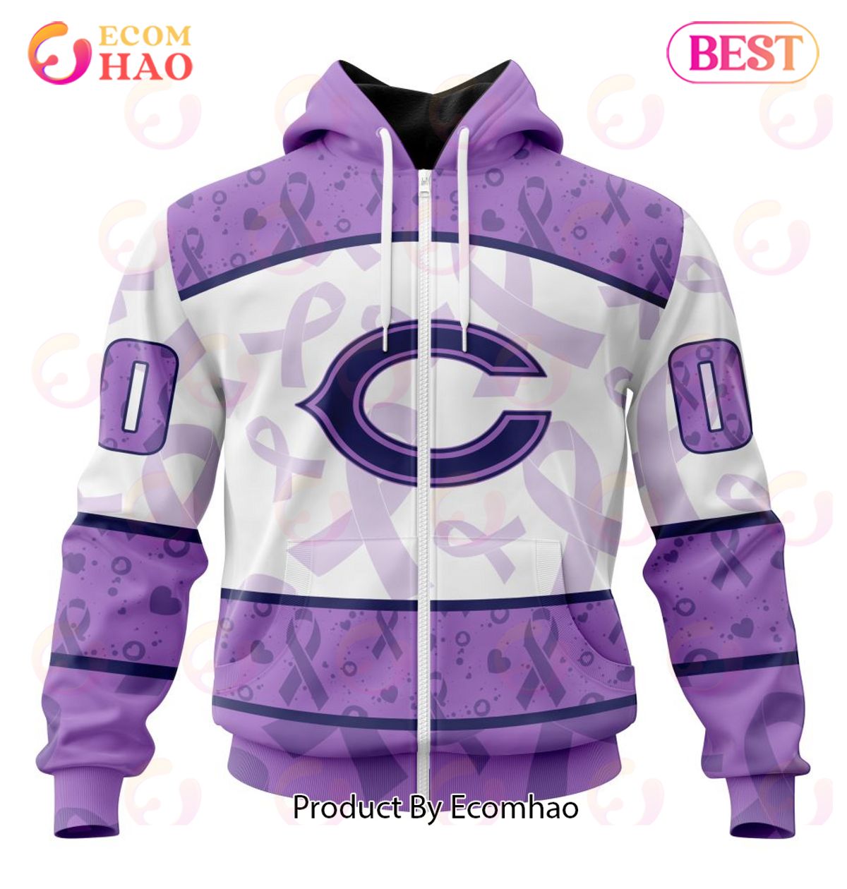 NFL Chicago Bears Special Lavender Fight Cancer 3D Hoodie