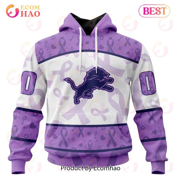 NFL Detroit Lions Special Lavender Fight Cancer 3D Hoodie