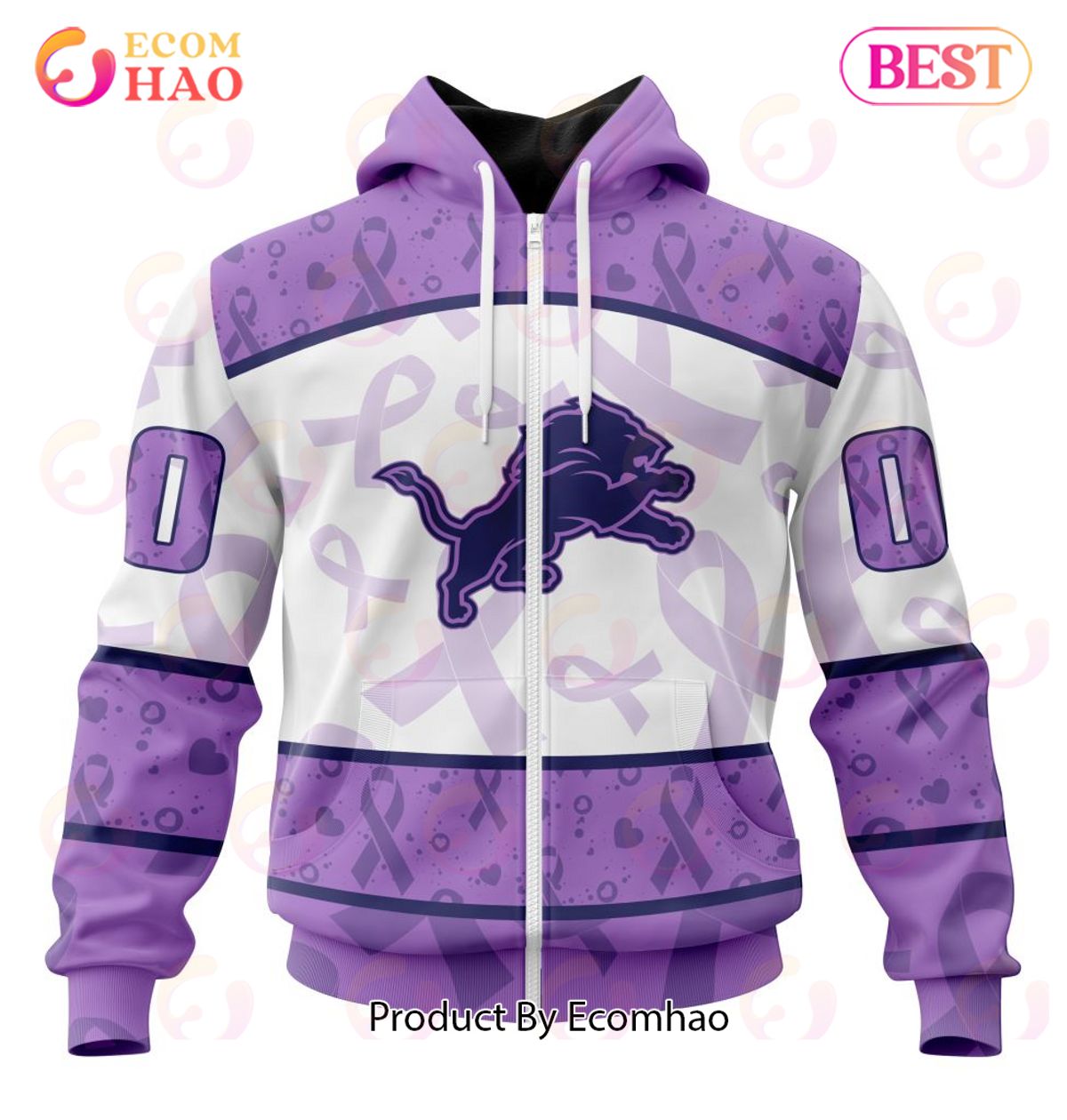 NFL Detroit Lions Special Lavender Fight Cancer 3D Hoodie