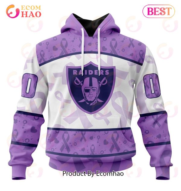 NFL Las Vegas Raiders Special Lavender Fight Cancer 3D Hoodie