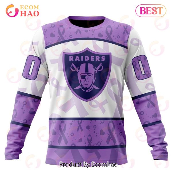 NFL Las Vegas Raiders Special Lavender Fight Cancer 3D Hoodie