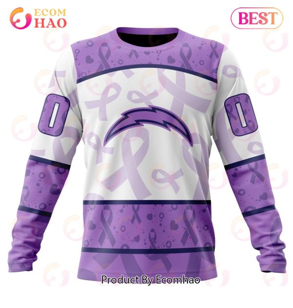 NFL Los Angeles Chargers Special Lavender Fight Cancer 3D Hoodie