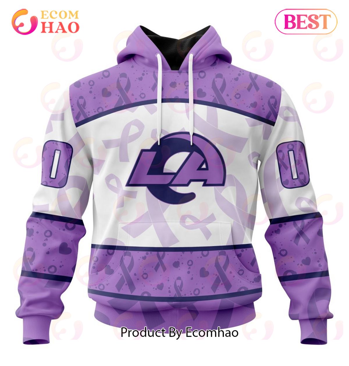 NFL Los Angeles Rams Special Lavender Fight Cancer 3D Hoodie
