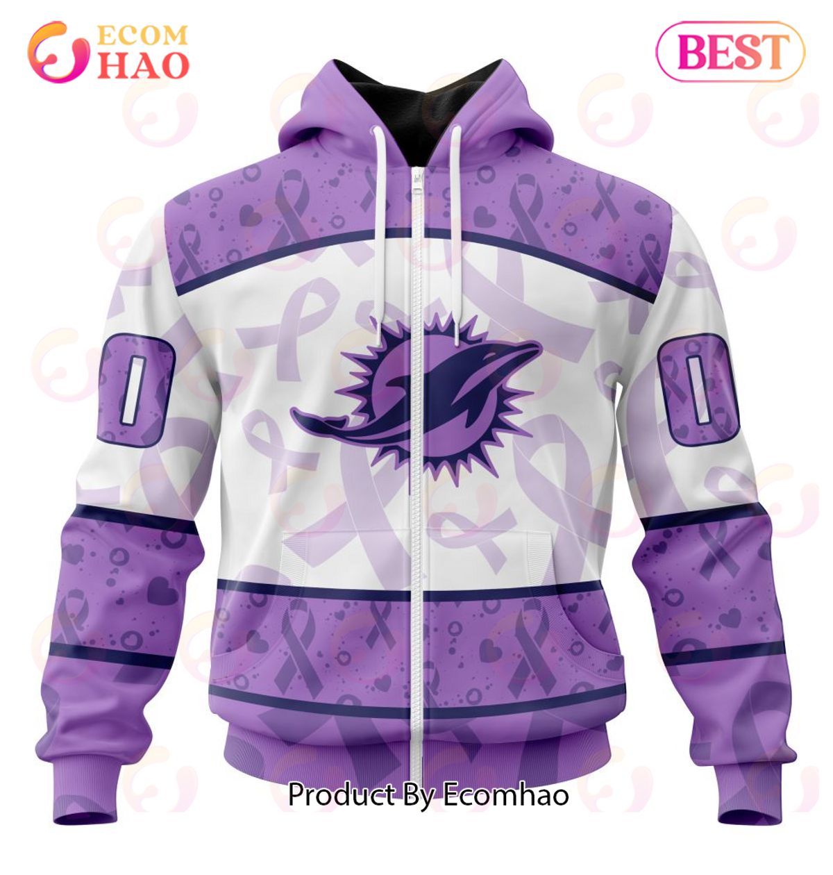 NFL Miami Dolphins Special Lavender Fight Cancer 3D Hoodie