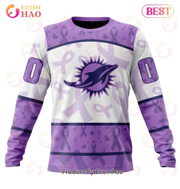 NFL Miami Dolphins Special Lavender Fight Cancer 3D Hoodie