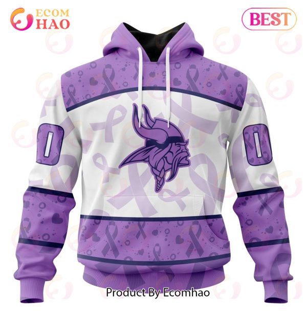 NFL Minnesota Vikings Special Lavender Fight Cancer 3D Hoodie