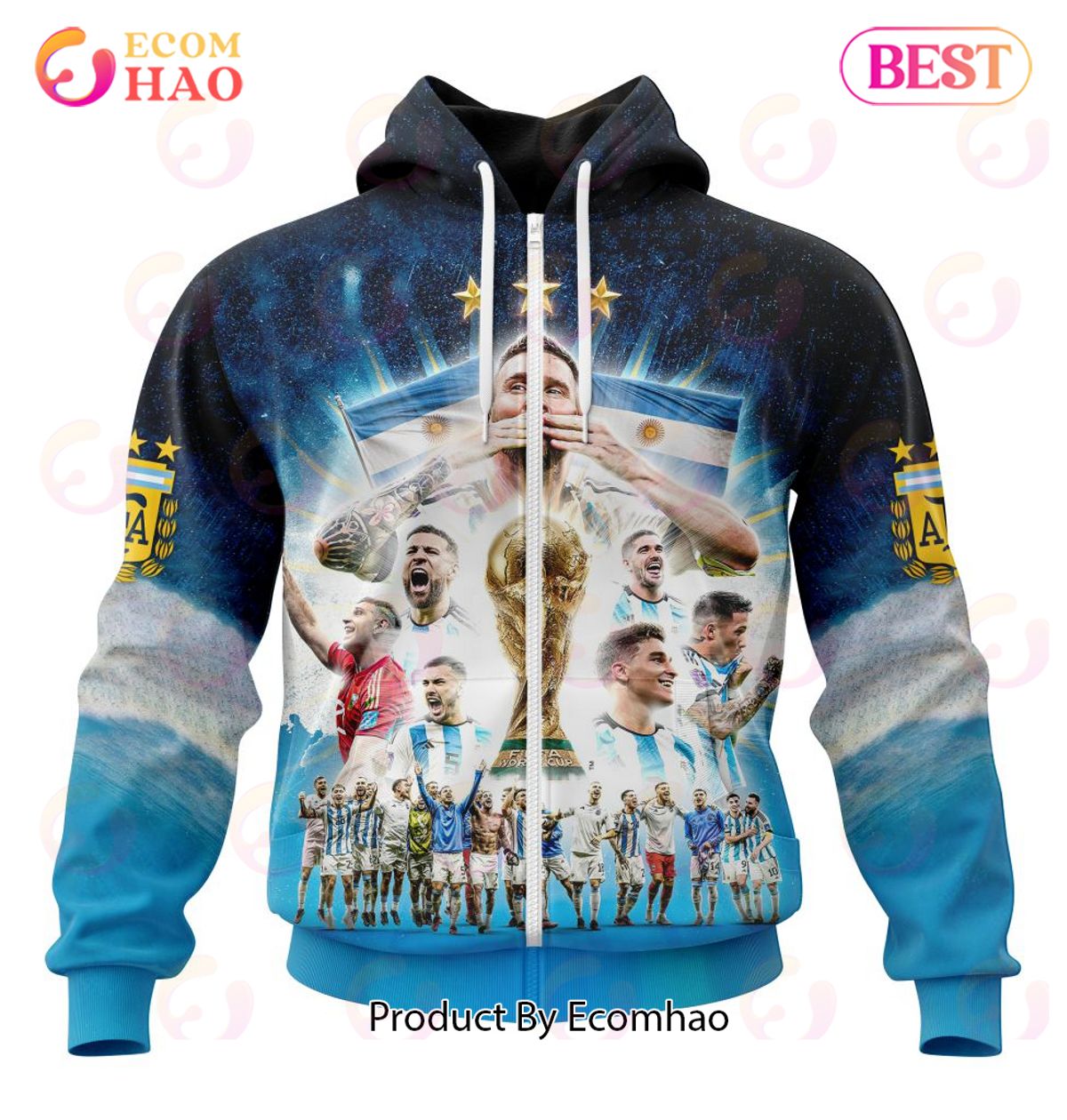 Argentina World Cup 2022 Champions Kits 3D Hoodie