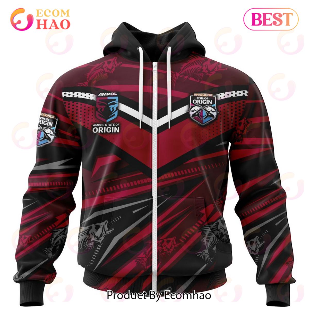 Fish Of Origin QLD Maroons Kits 3D Hoodie