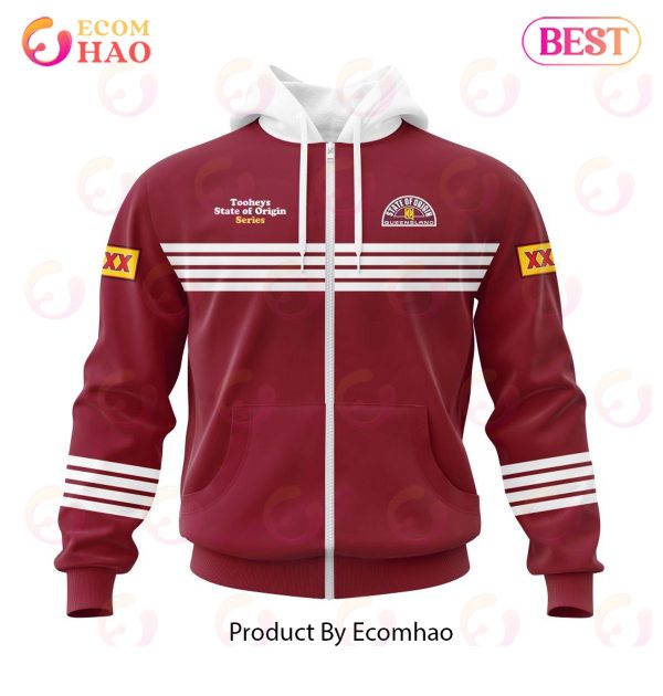 QLD Maroons 1991 Classic Kits 3D Hoodie