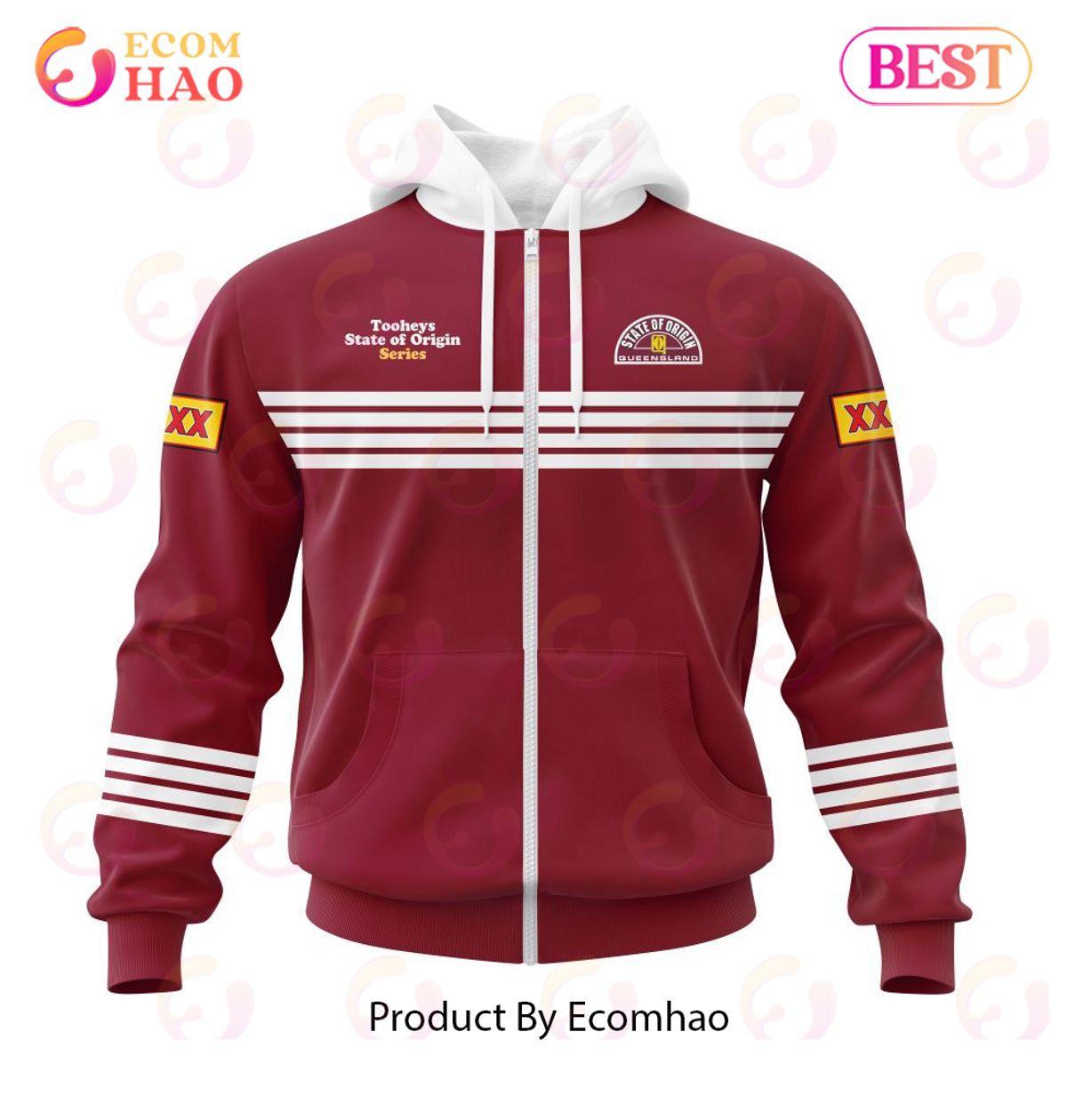 QLD Maroons 1991 Classic Kits 3D Hoodie