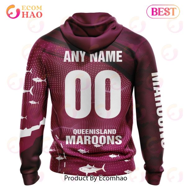 QLD Maroons Fishing Kits 2022 3D Hoodie