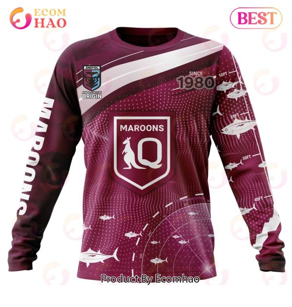 QLD Maroons Fishing Kits 2022 3D Hoodie