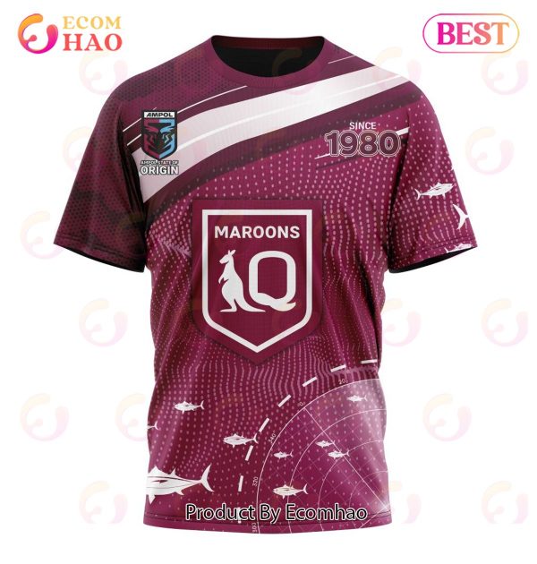 QLD Maroons Fishing Kits 2022 3D Hoodie