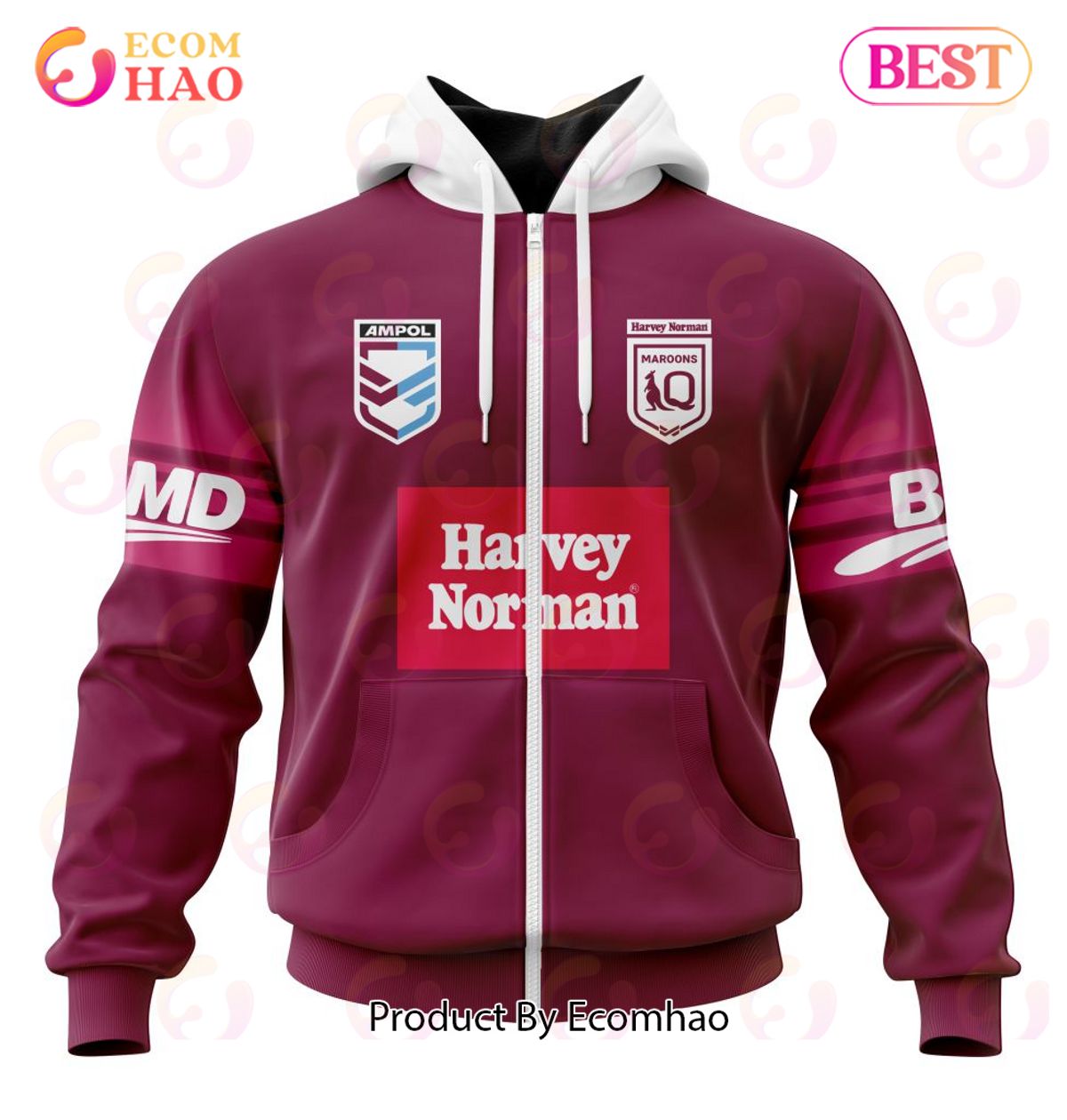 QLD Maroons Harvey Norman 2023 Kits 3D Hoodie