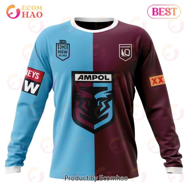 QLD Maroons Mix NSW Blues Kits ST2201 3D Hoodie