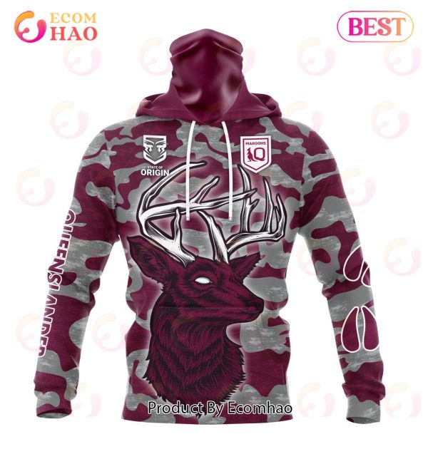 QLD Maroons Special Camo Deer Hunting ST2204 3D Hoodie