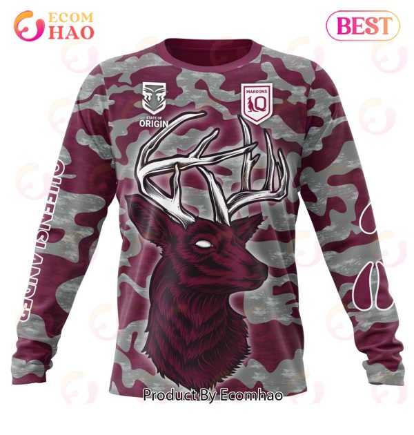 QLD Maroons Special Camo Deer Hunting ST2204 3D Hoodie