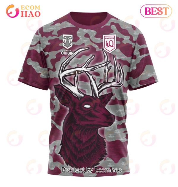 QLD Maroons Special Camo Deer Hunting ST2204 3D Hoodie