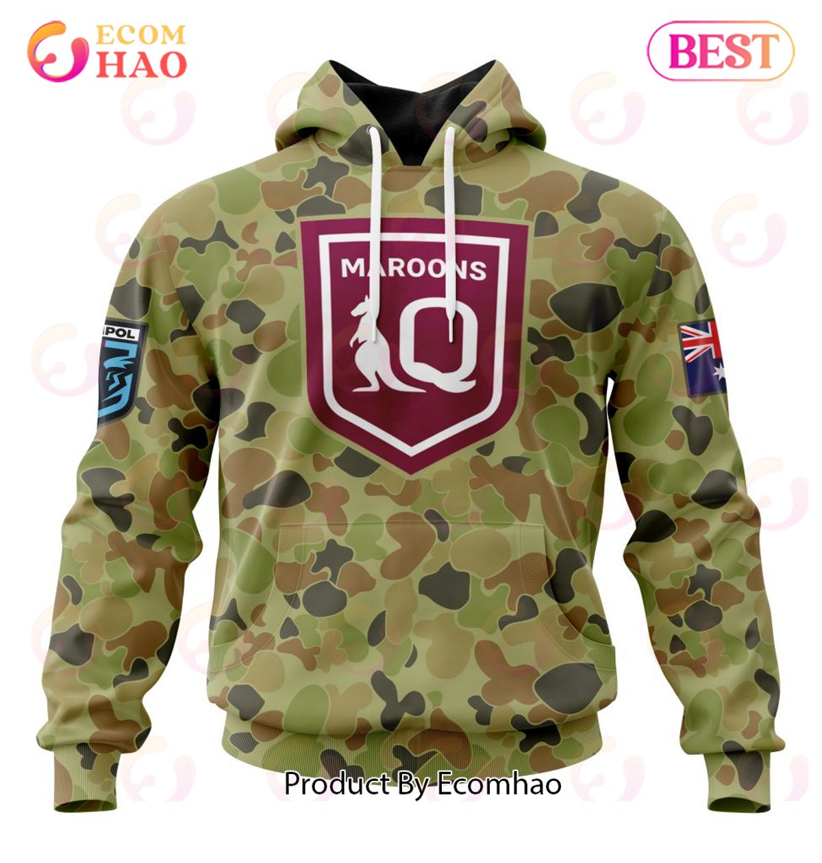 QLD Maroons Special Military Camo Kits ST2201 3D Hoodie