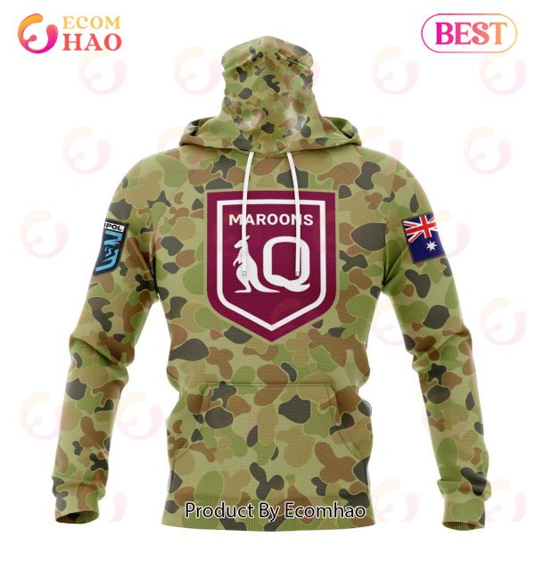 QLD Maroons Special Military Camo Kits ST2201 3D Hoodie