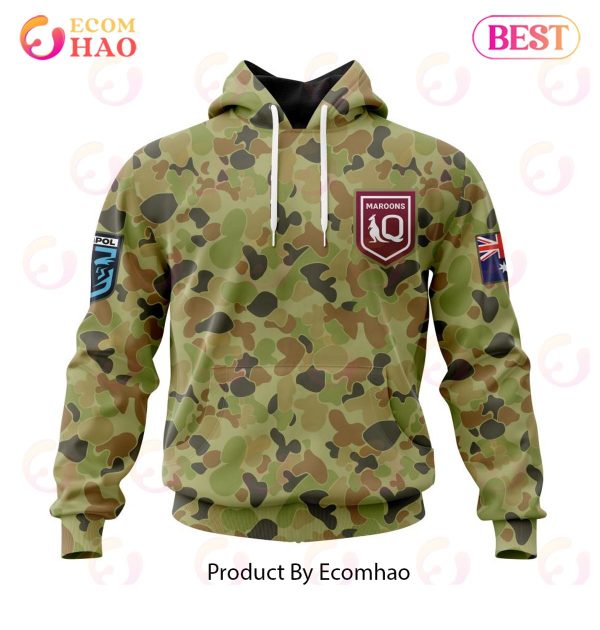 QLD Maroons Special Military Camo Kits ST2202 3D Hoodie