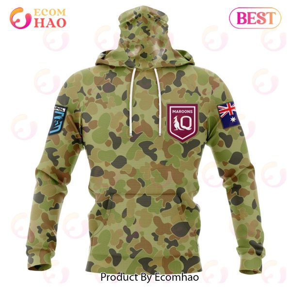 QLD Maroons Special Military Camo Kits ST2202 3D Hoodie