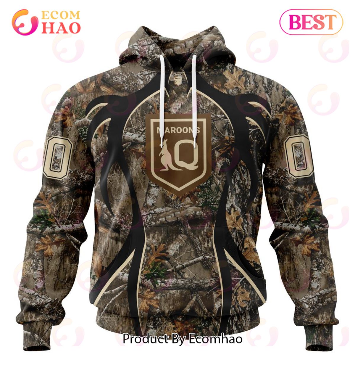 QLD Maroons Specialized Hunting Camo ST2201 3D Hoodie