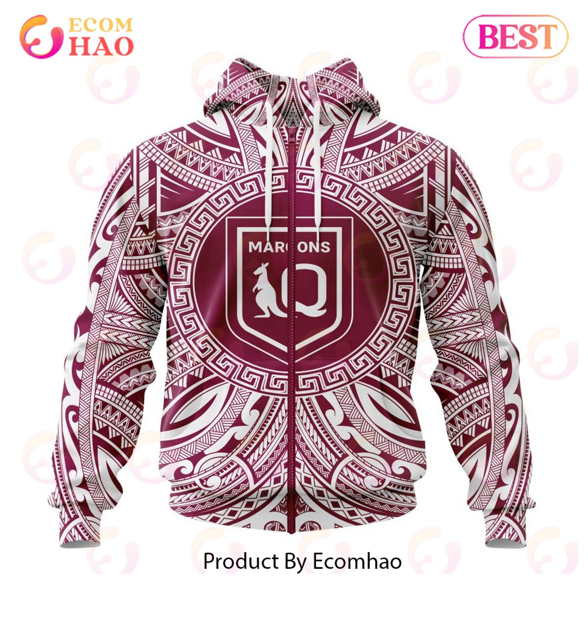 QLD Maroons Specialized Polynesian Concept Kits ST2201 3D Hoodie