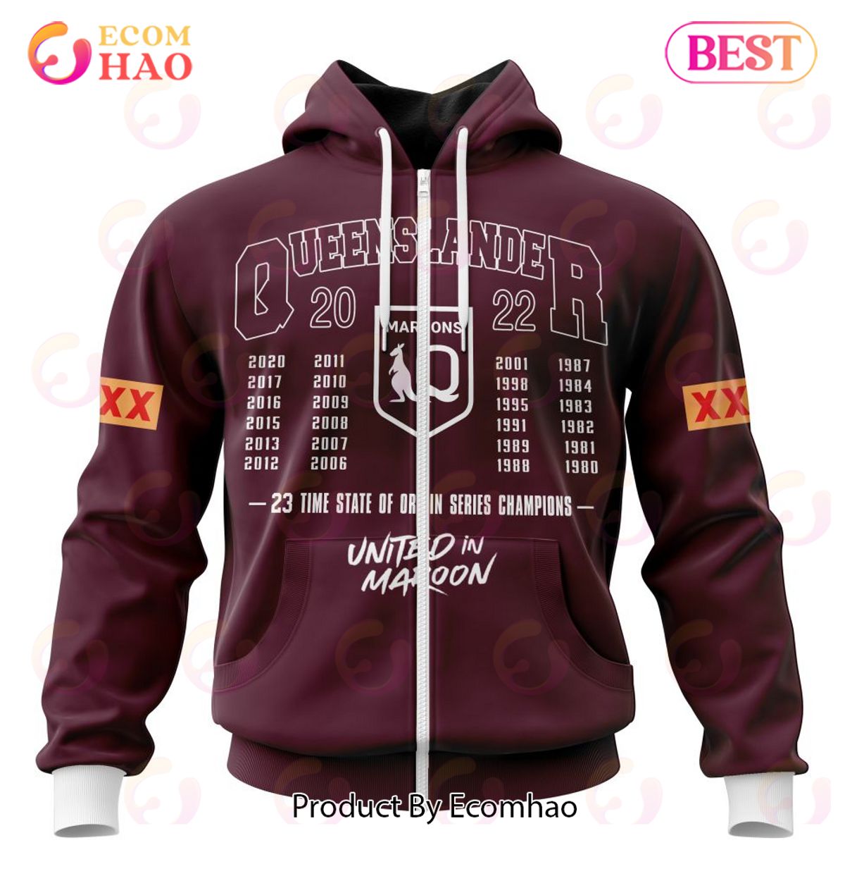 QLD Maroons State Of Origin 2022 Champions Kits 3D Hoodie