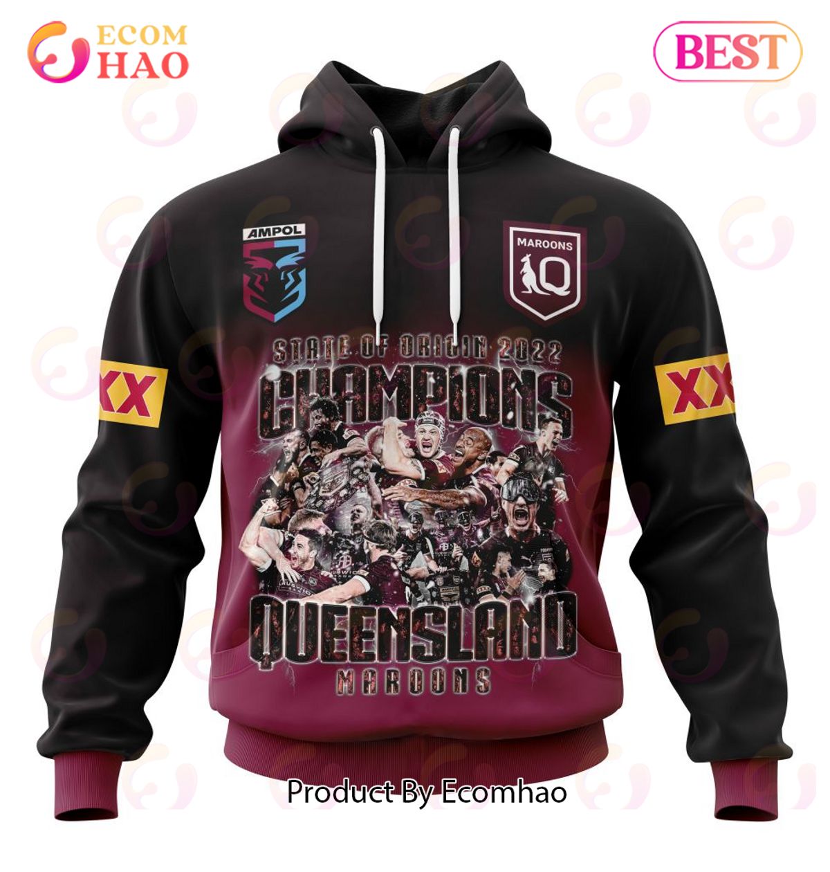 QLD MAROONS STATE OF ORIGIN 2022 CHAMPIONS ST2203 3D Hoodie